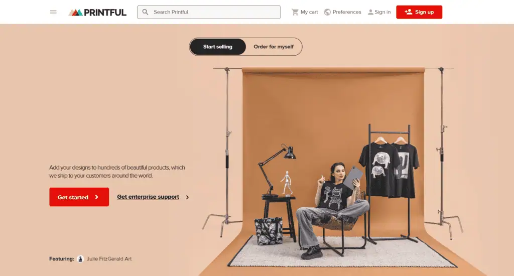 Printful clothing mockup site