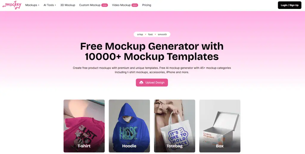 Mockey.ai mockup site clothing POD