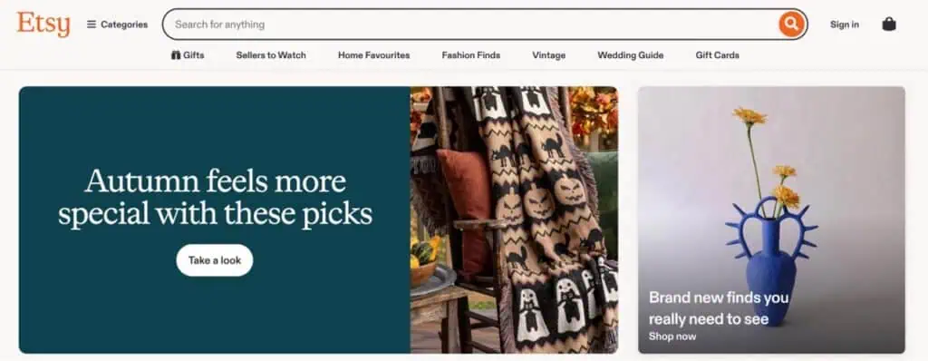 Etsy homepage