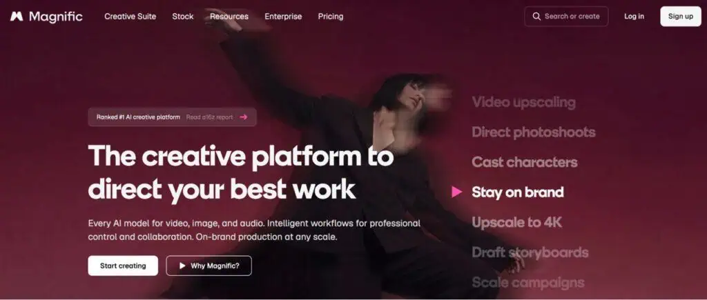 Magnific homepage