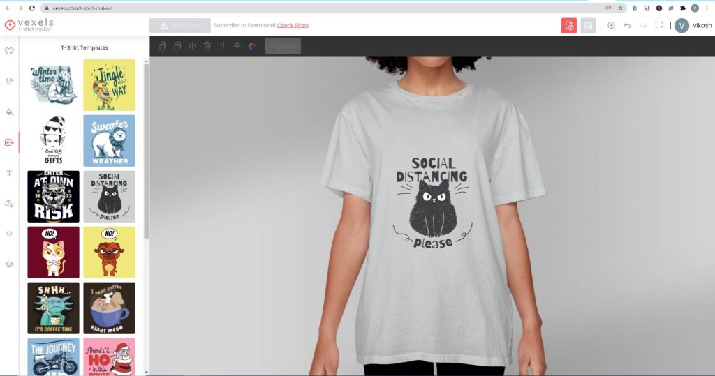 vexels.com t-shirt maker user interface