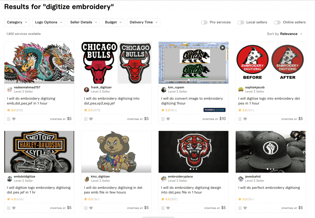 Embroidery Digitization service in fiverr.com