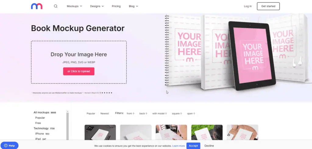 media modifier book mockup generator