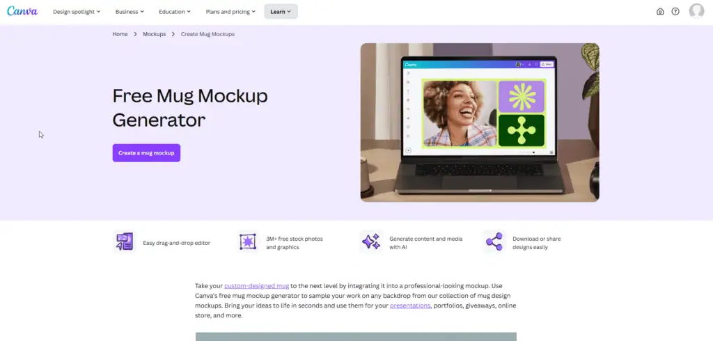 Canva mug mockup design tool