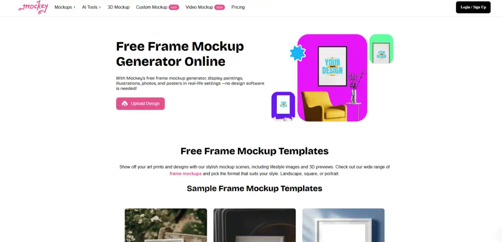 Mockey poster wall art fame mockup generator