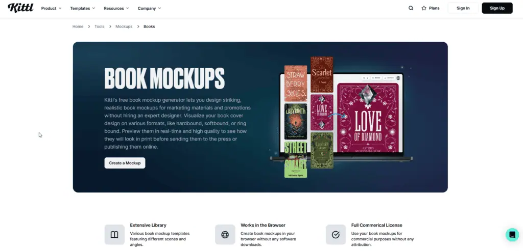 kittl book mockup generator
