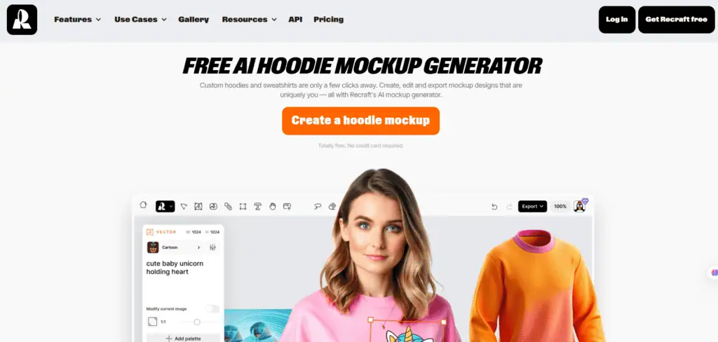 recraft hoodie mockup generator