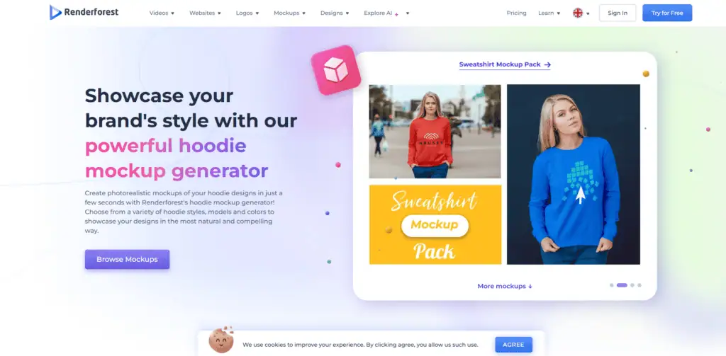 Renderforest hoodie mockup generator