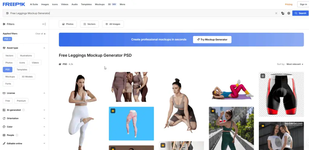 Freepik leggings images