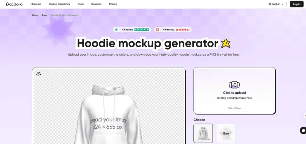 pacdora 3D hoodie mockup generator