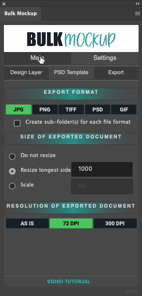Export Format Options of Bulk Mockup v3