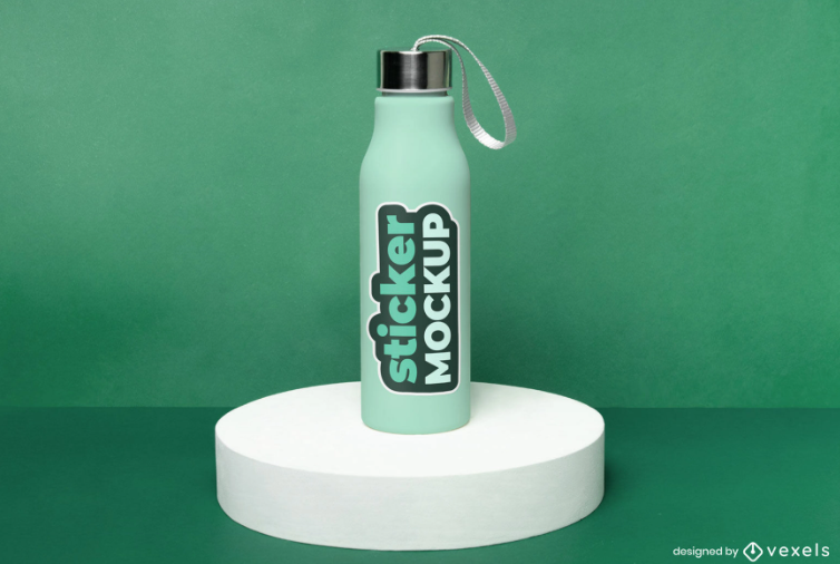 Water Bottle Mockup With Stickers