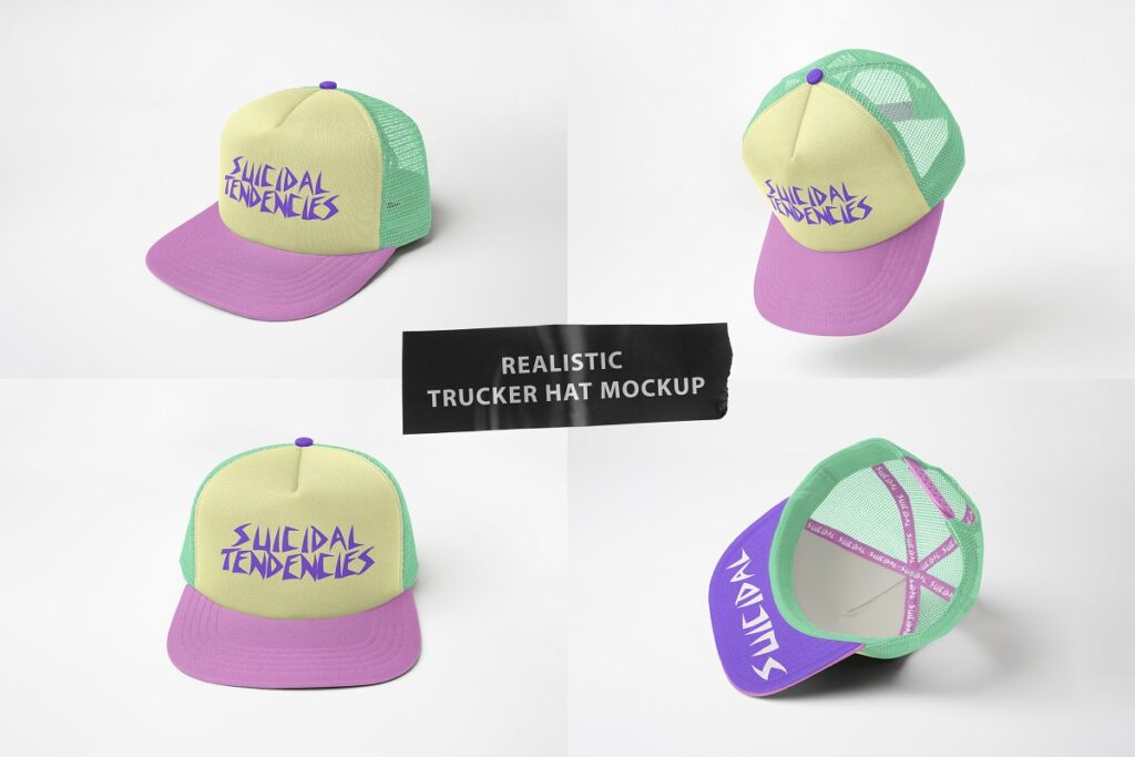 Realistic Trucker Hat Mockup With Inside View