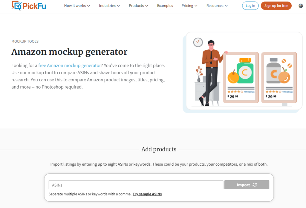 Pickfu Amazon Mockup Generator