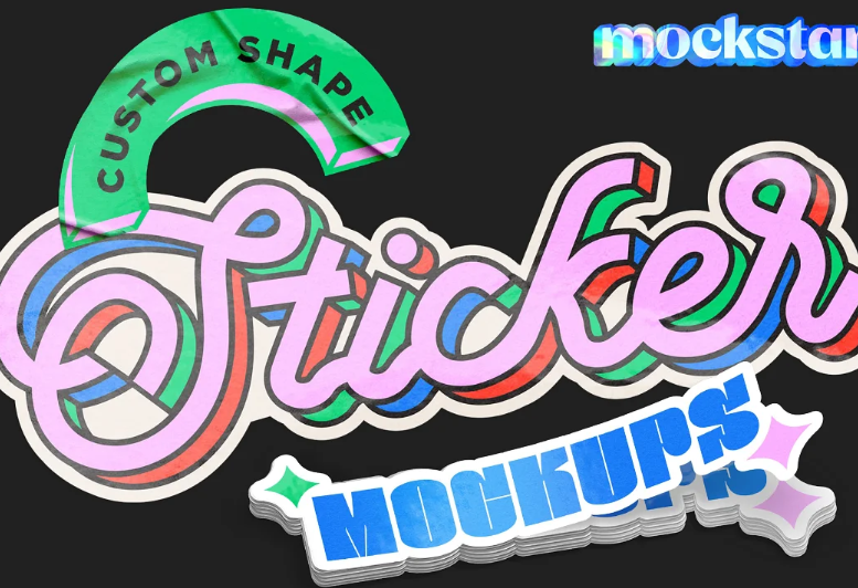 Custom Shape Sticker Mockup