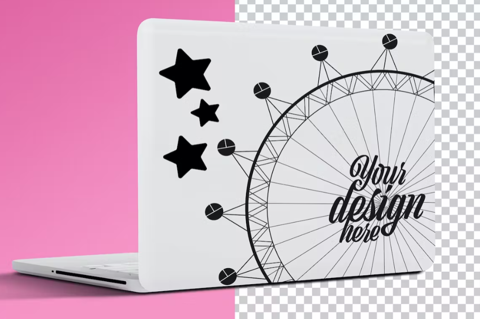 Laptop Sticker Mockup Design
