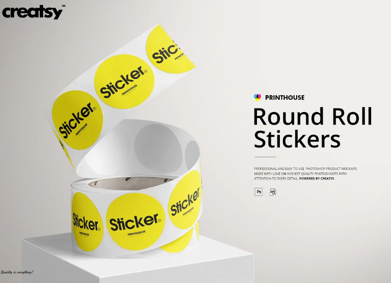 Round Roll Sticker Mockup for Wholesalers