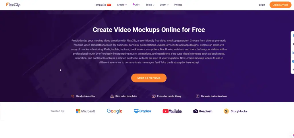 FlexClip video mockup generator