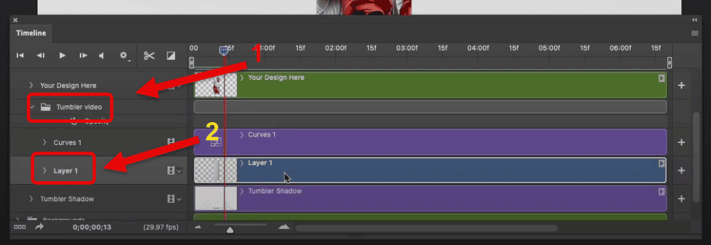 find these layers in the Timeline panel 