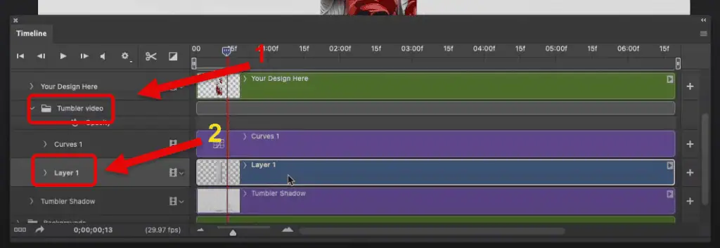 find these layers in the Timeline panel 