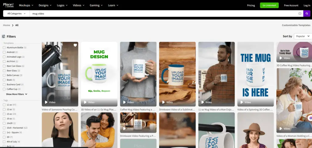 Placeit mug video mockups