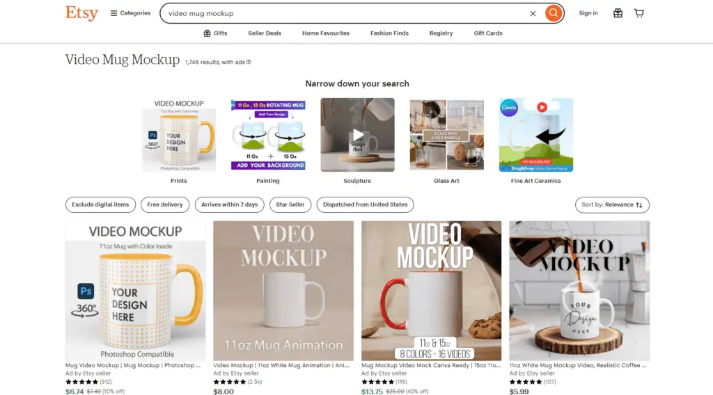 Etsy mug video mockups