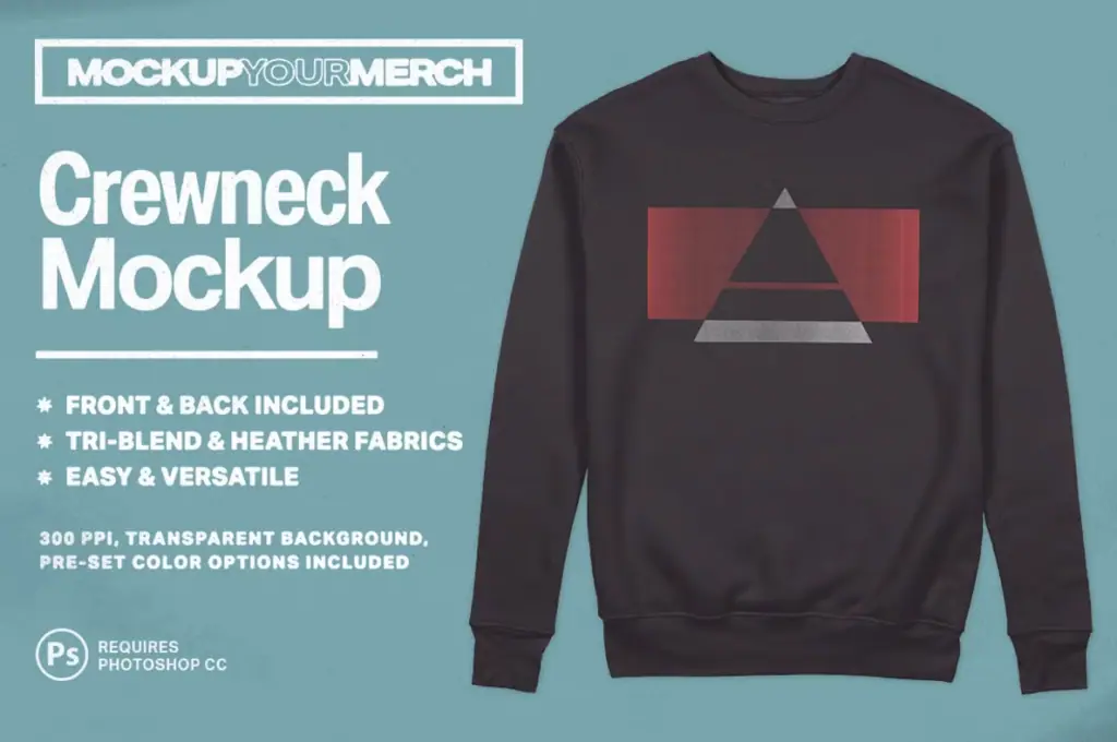 Crewneck Sweatshirt Mockup Front and Back