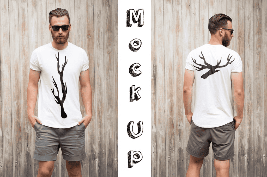 Front and Back T Shirt Mockup With Editable Shorts 