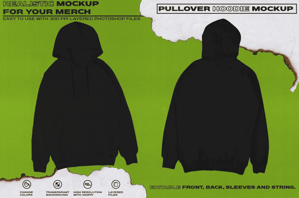 Pullover Black Hoodie Mockup