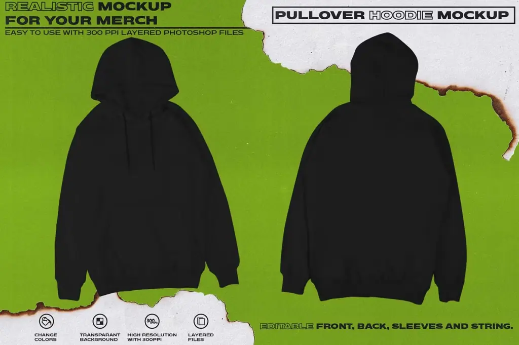 Pullover Black Hoodie Mockup