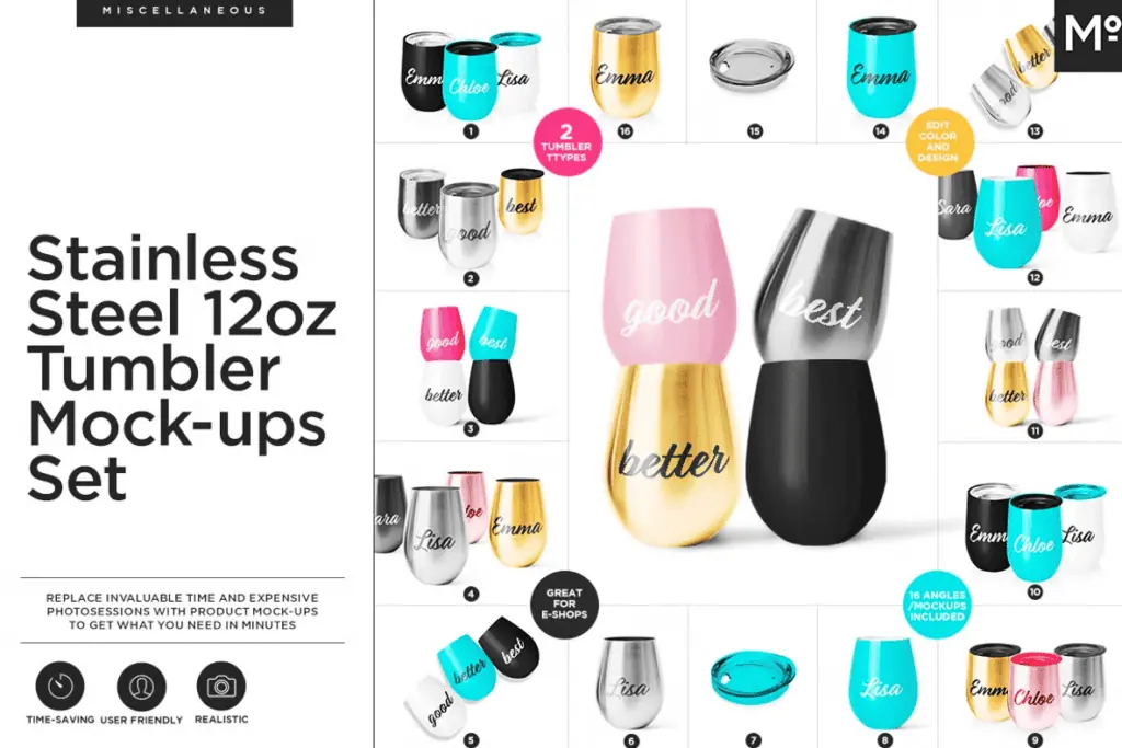 Stainless Steel Tumbler 12 Oz Mockup
