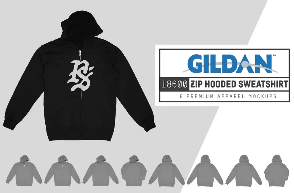 Sweatshirt Mockup Gildan 18600 Zip Hooded 