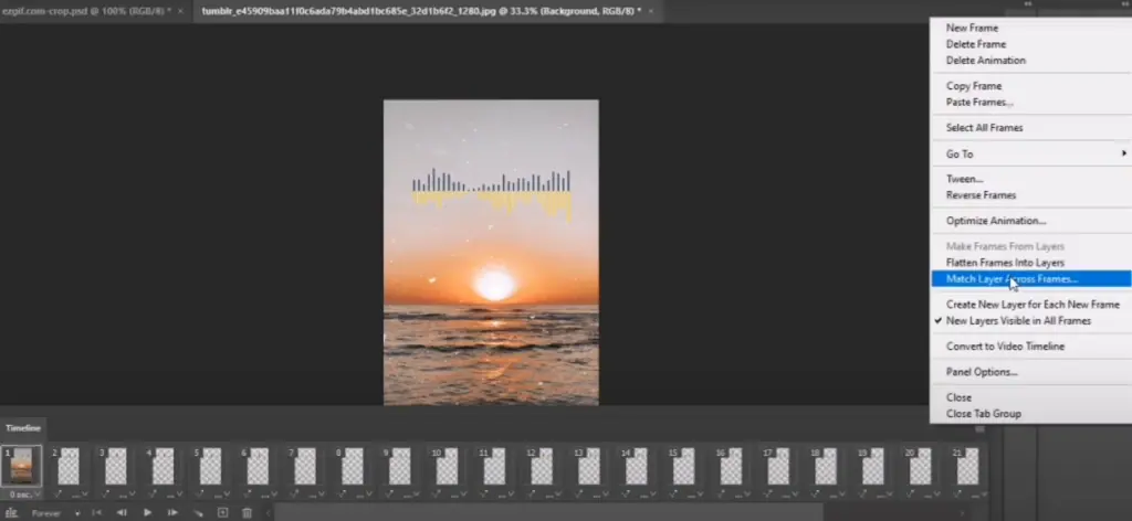 choose the option to Match Layers Across Frames