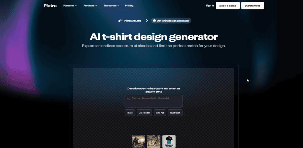 Pietra Studio Ai tshirt design generator