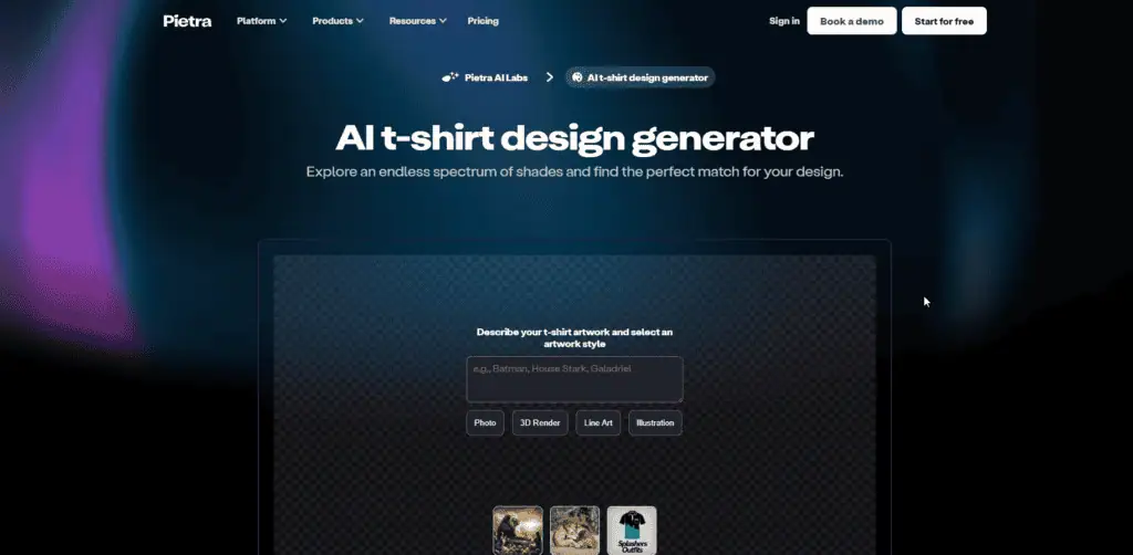 Pietra Studio Ai tshirt design generator
