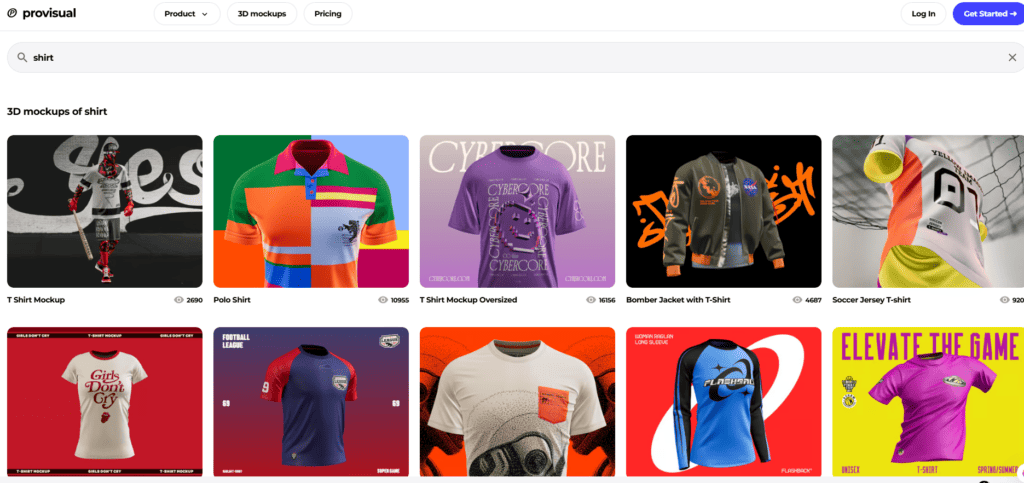 Provisual shirt mockup 3D generator