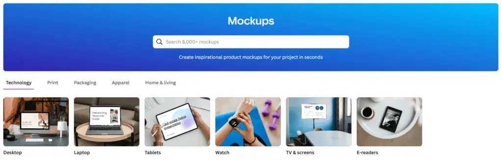 Choose type of mockup template design