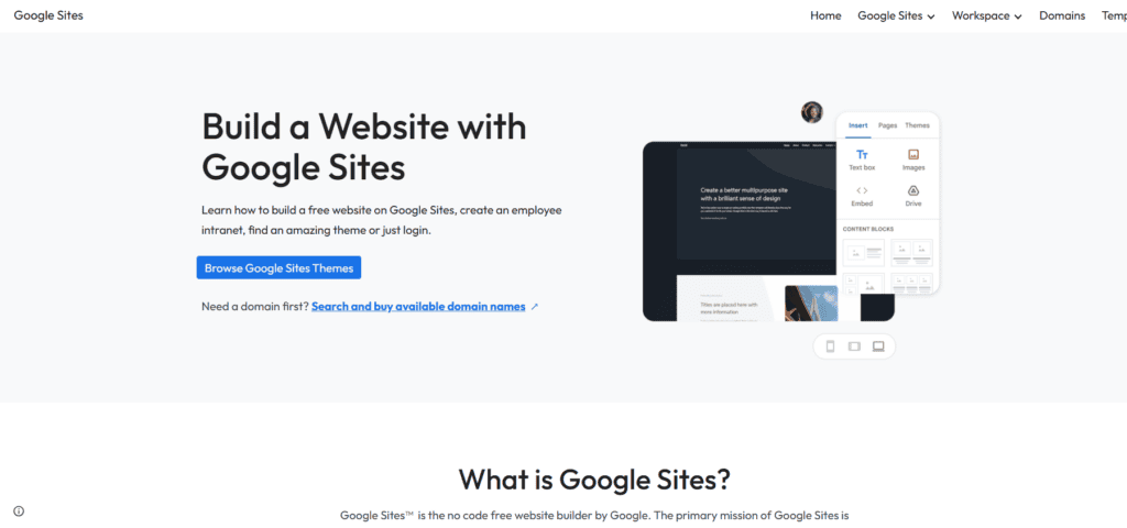 Google Sites website mockup generator
