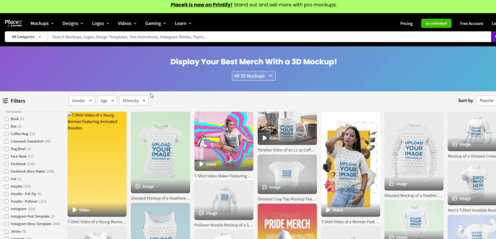 Placeit 3D mockup