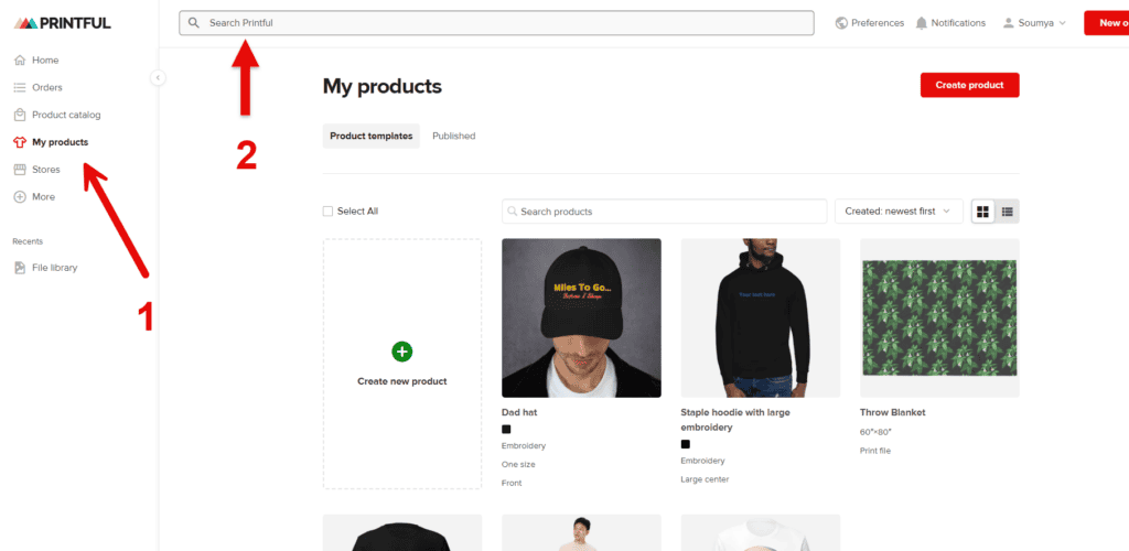 1 go to Printful my product