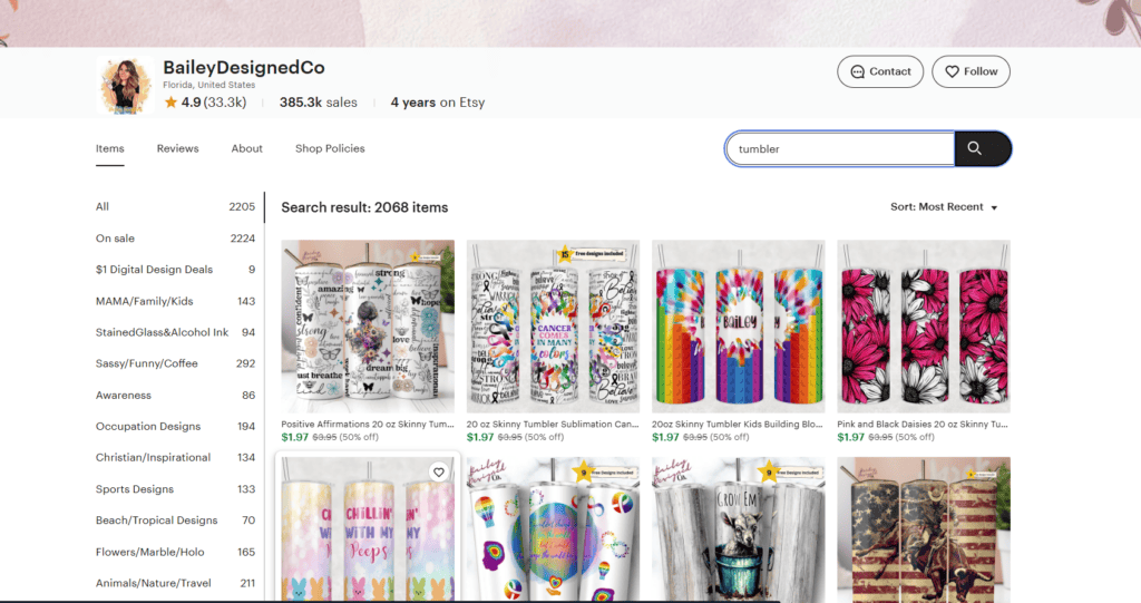 Bailey Etsy Shop Star Seller Bulk Mockup Tumler Mockup