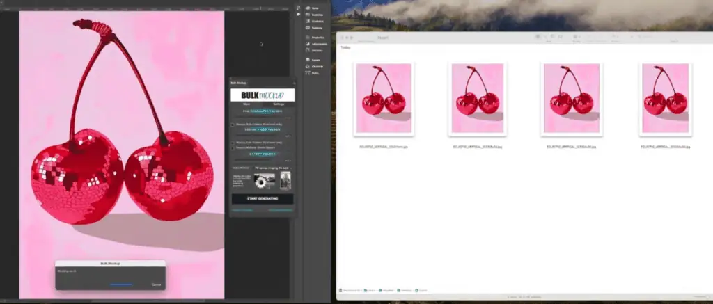 automatic sizing and export of wall art mockups