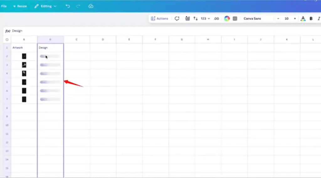 Canva will auto-generate one new design set per row.