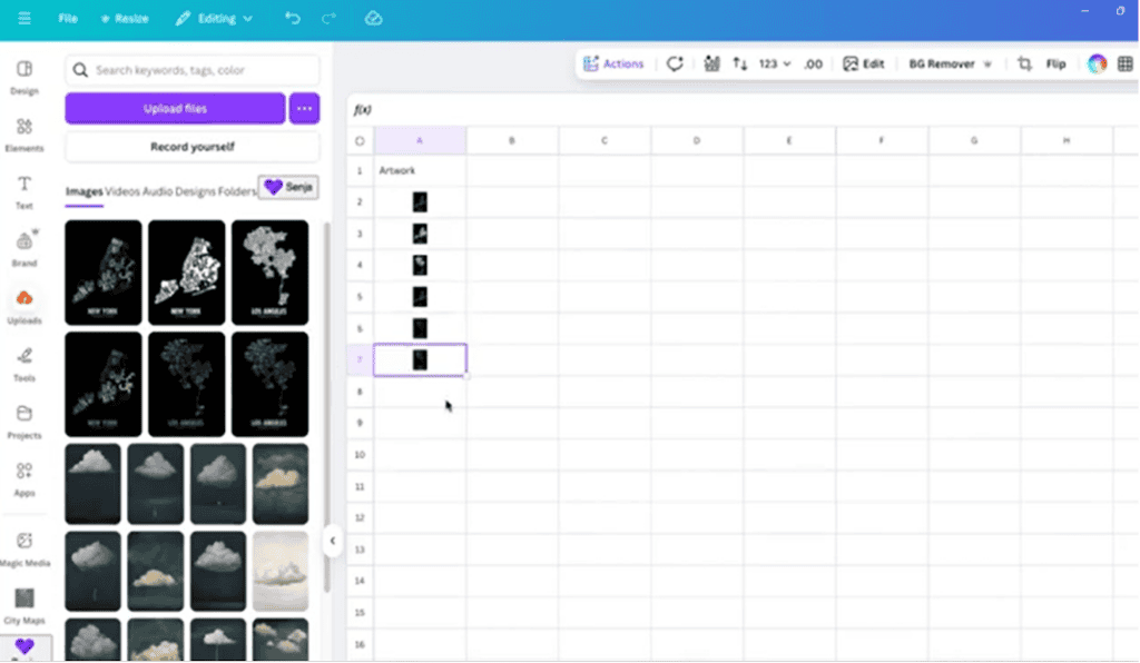 Repeat until each row has one artwork.