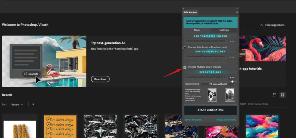Select the folder containing your original pattern files