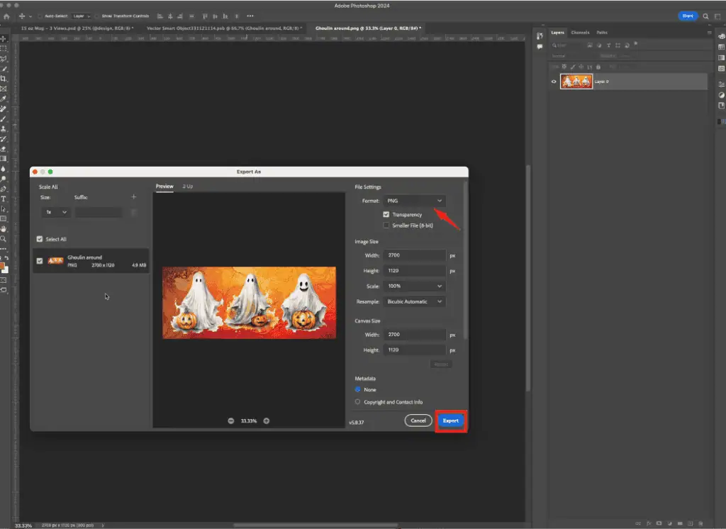 Click Export and save to the appropriate subfolder (R1, R2, or R3).