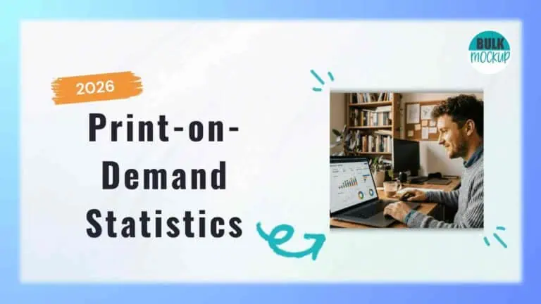 Man reviewing print on demand sales data on a laptop
