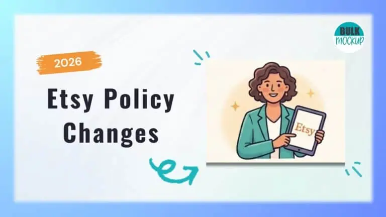 Woman holding a tablet beside the text Etsy Policy Changes 2026