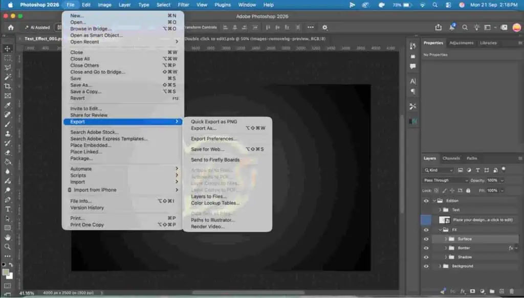 Export the mockup