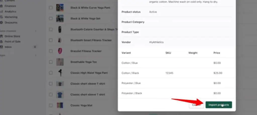Import the products